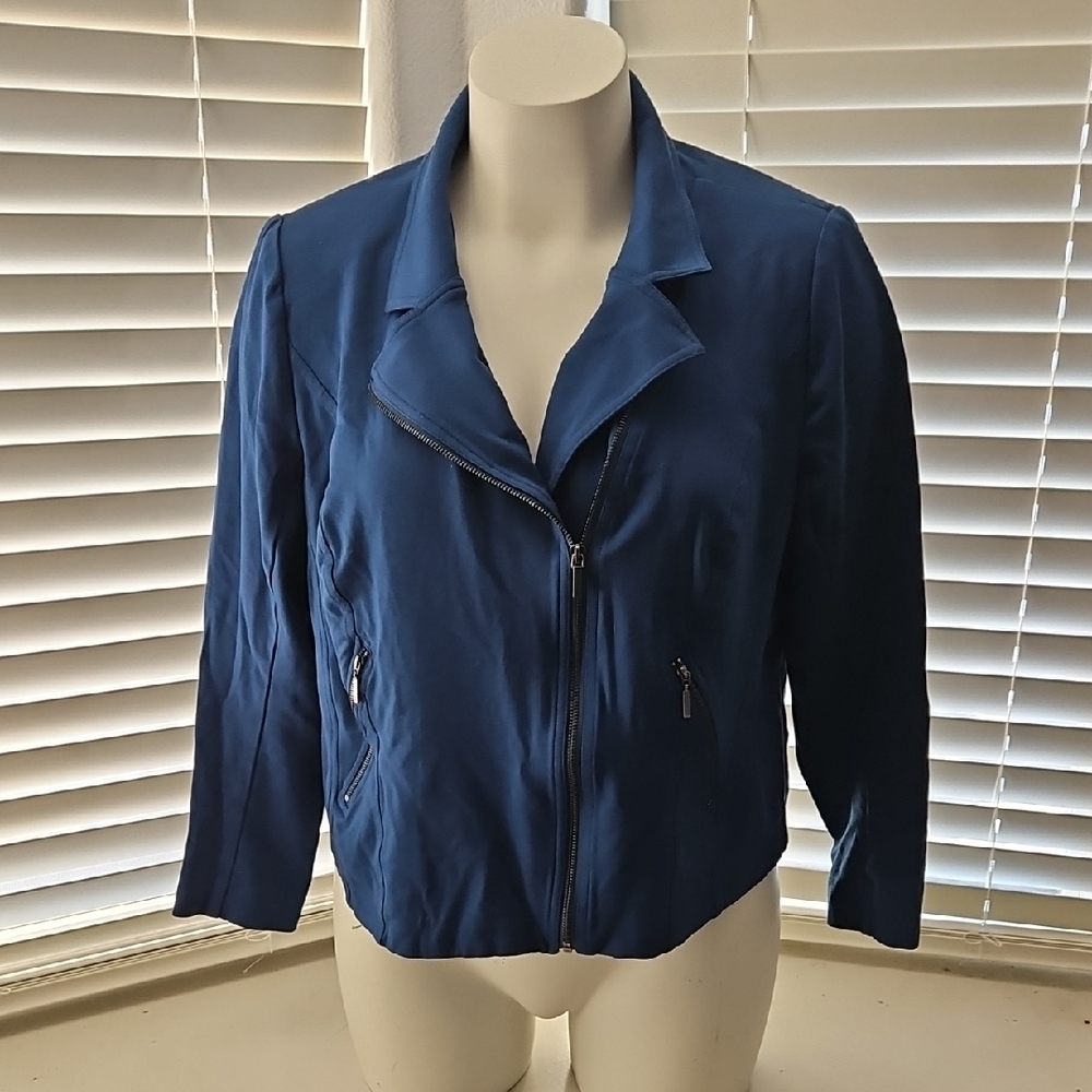 Lane Bryant Blue Fabric Moto Style Jacket